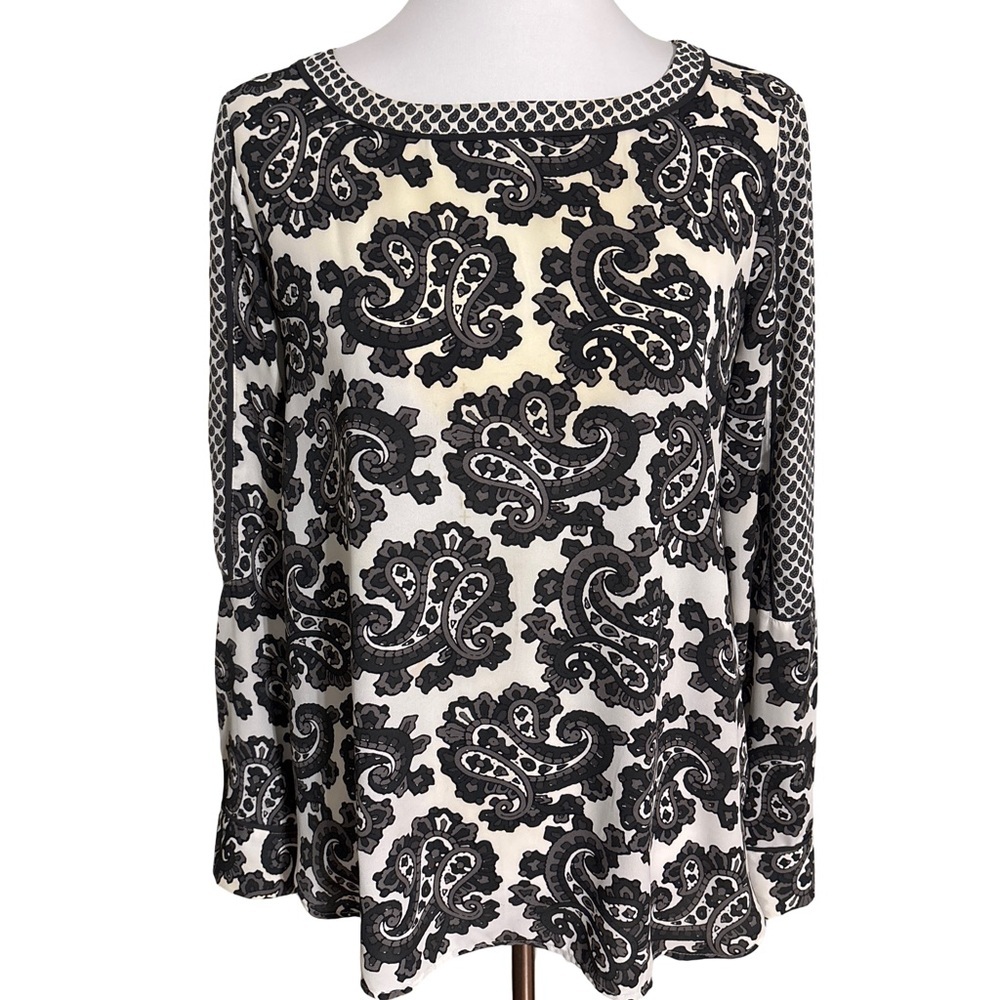 LOFT Black White Paisley Blouse